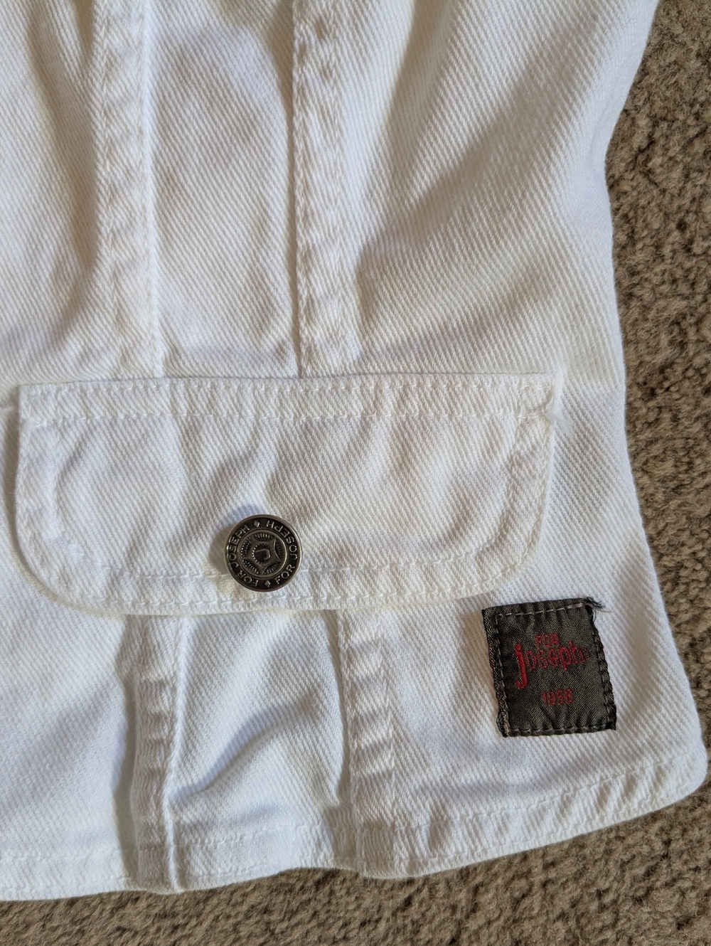 Vintage 80-90s White Jean Denim Jacket Cropped Fitted For Joseph S Classic - Picture 5 of 9